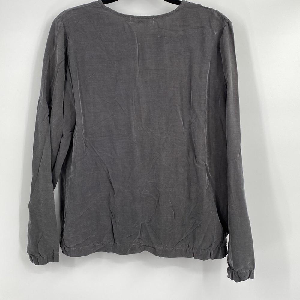 Vintage Cut Loose Light Grey 100% Bemberg Long Sleeve Shirt - Picture 8 of 11